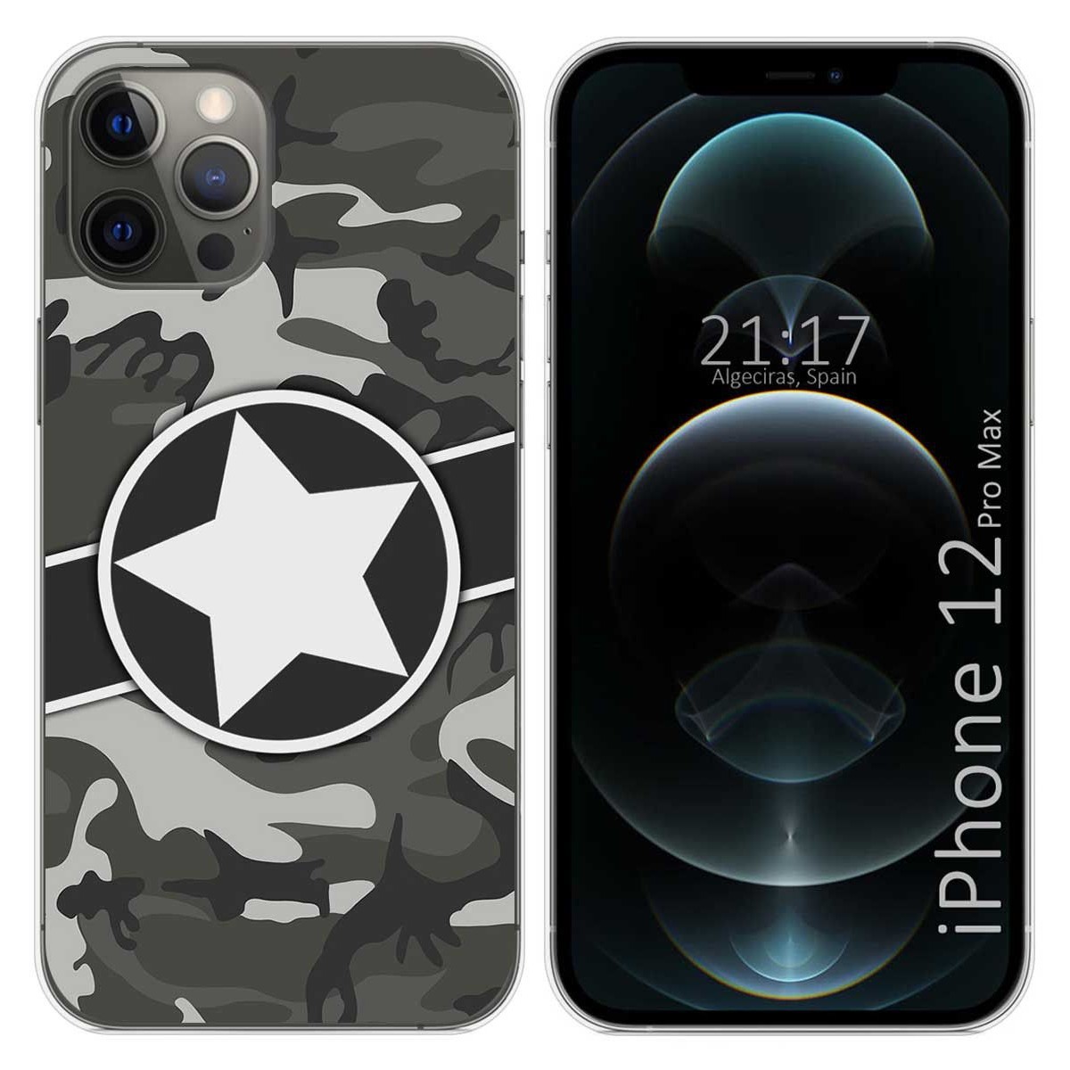 Funda Gel Tpu para Iphone 12 Pro Max (6.7) diseño Camuflaje 02 Dibujos
