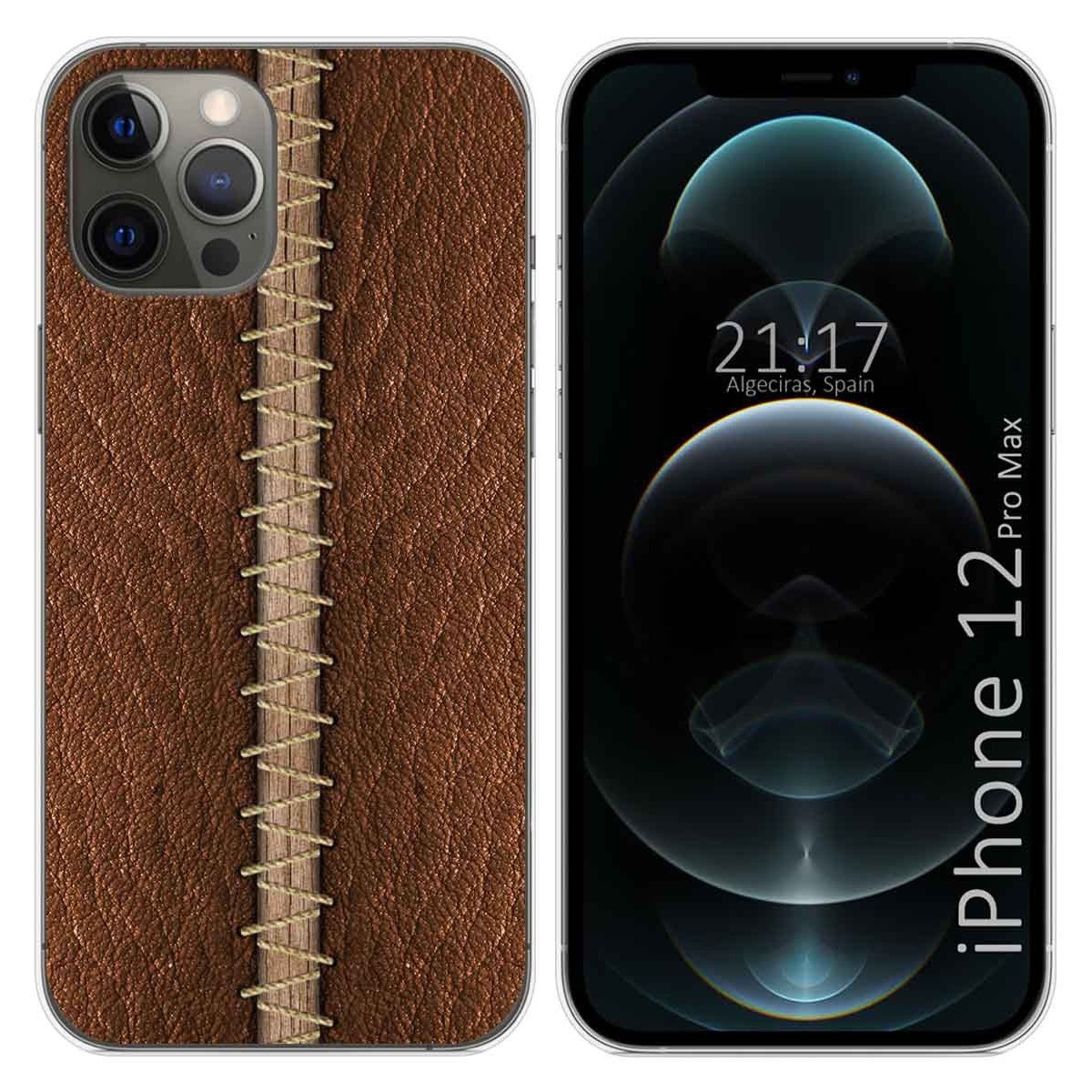 Funda Gel Tpu para Iphone 12 Pro Max (6.7) diseño Cuero 01 Dibujos