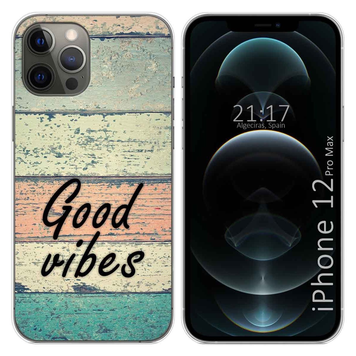 Funda Gel Tpu para Iphone 12 Pro Max (6.7) diseño Madera 01 Dibujos