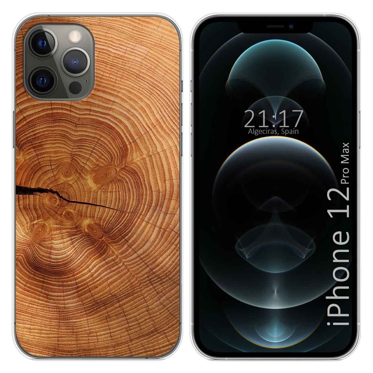 Funda Gel Tpu para Iphone 12 Pro Max (6.7) diseño Madera 04 Dibujos