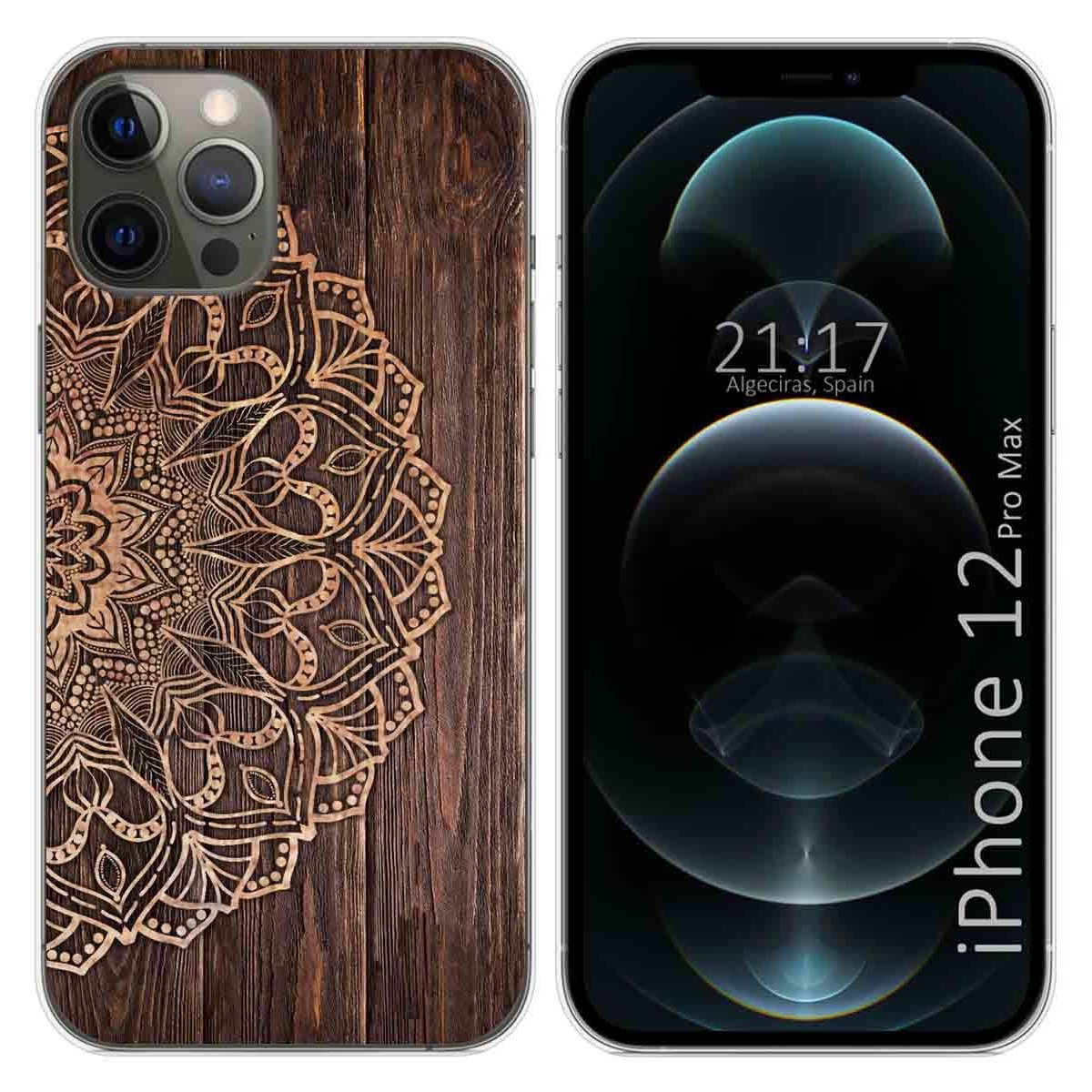 Funda Gel Tpu para Iphone 12 Pro Max (6.7) diseño Madera 06 Dibujos