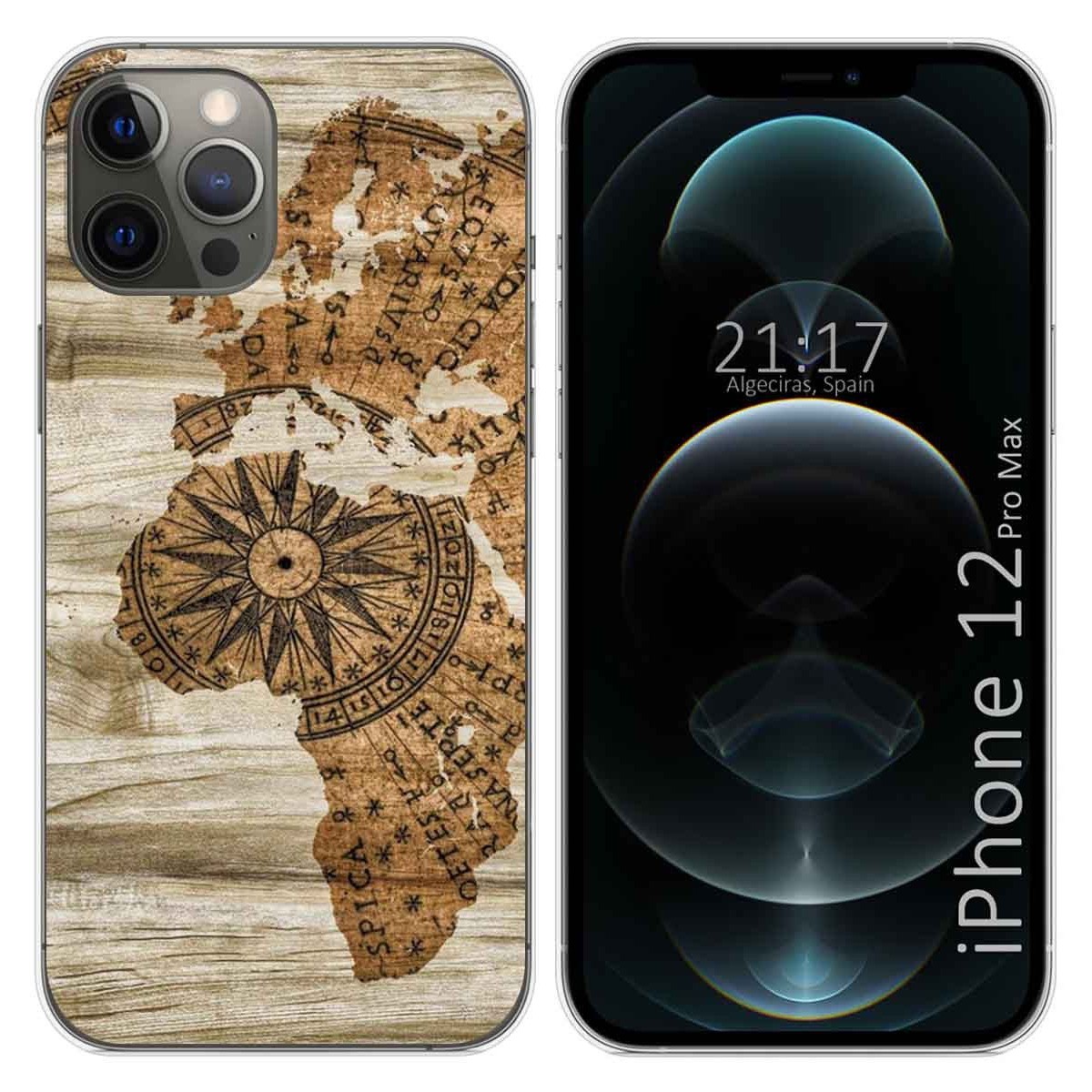 Funda Gel Tpu para Iphone 12 Pro Max (6.7) diseño Madera 07 Dibujos