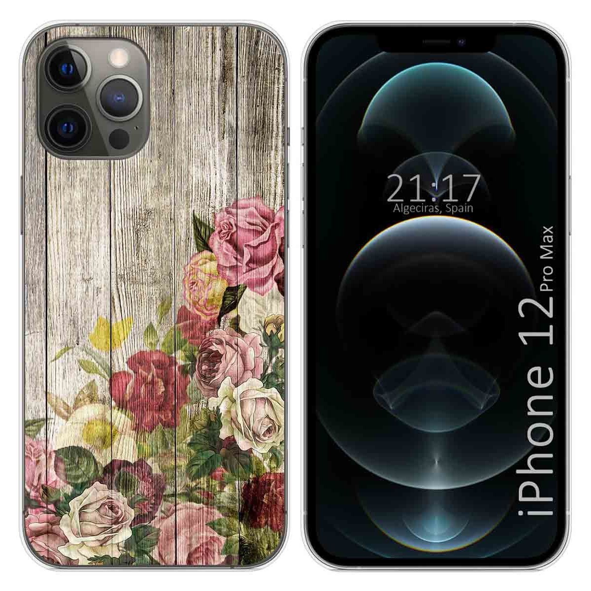 Funda Gel Tpu para Iphone 12 Pro Max (6.7) diseño Madera 08 Dibujos