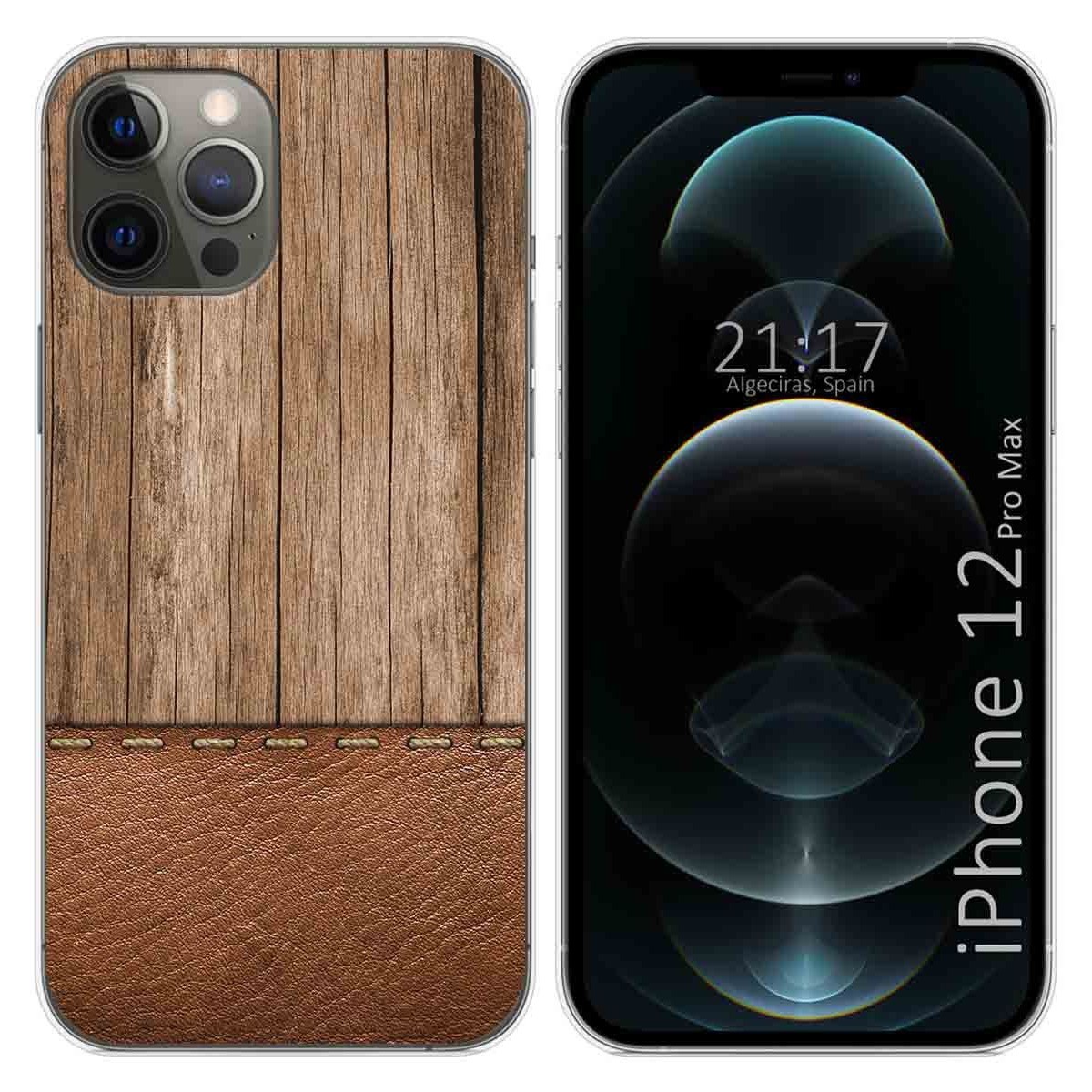 Funda Gel Tpu para Iphone 12 Pro Max (6.7) diseño Madera 09 Dibujos