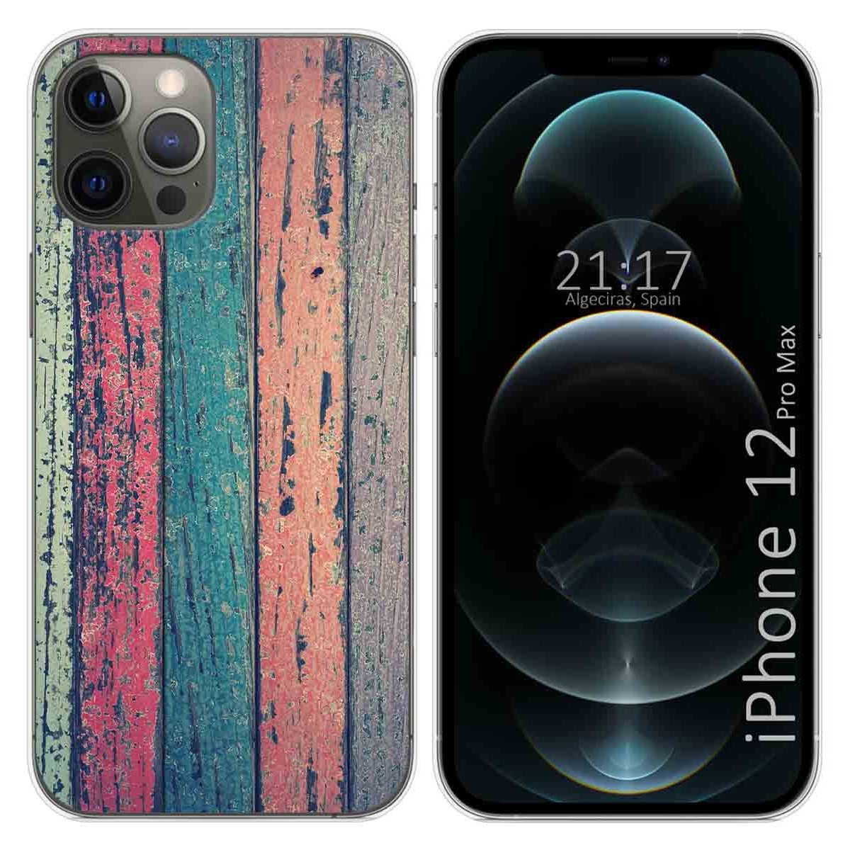 Funda Gel Tpu para Iphone 12 Pro Max (6.7) diseño Madera 10 Dibujos
