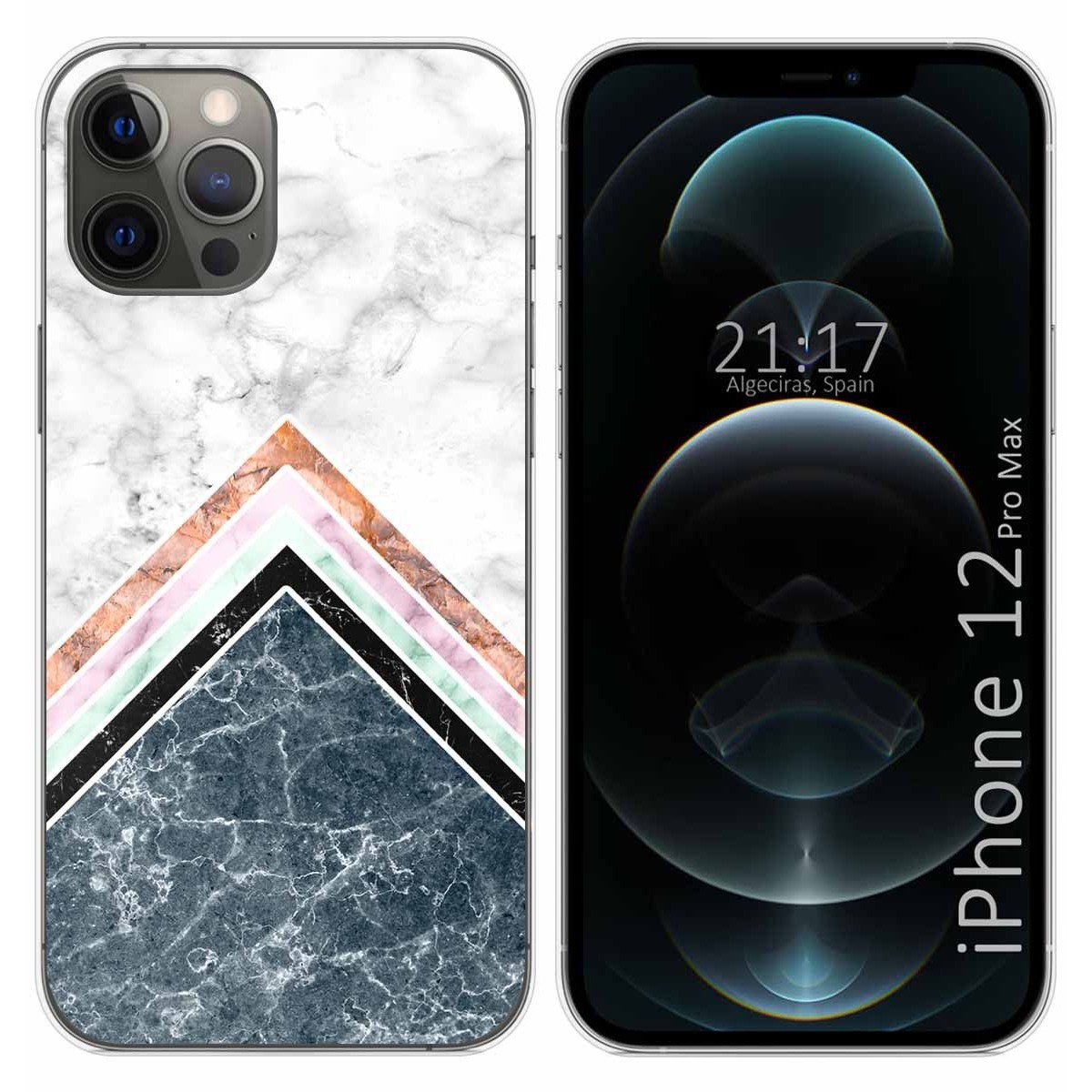 Funda Gel Tpu para Iphone 12 Pro Max (6.7) diseño Mármol 05 Dibujos