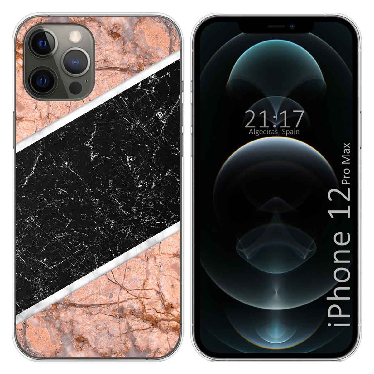 Funda Gel Tpu para Iphone 12 Pro Max (6.7) diseño Mármol 07 Dibujos