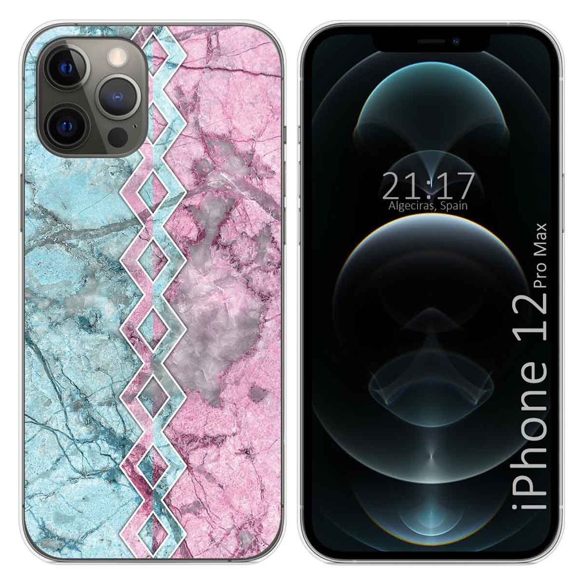 Funda Gel Tpu para Iphone 12 Pro Max (6.7) diseño Mármol 08 Dibujos