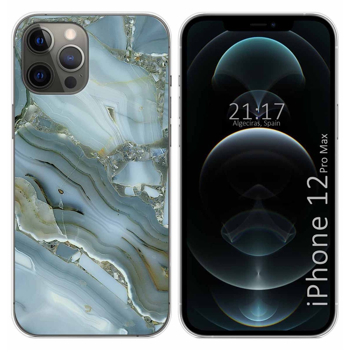 Funda Gel Tpu para Iphone 12 Pro Max (6.7) diseño Mármol 09 Dibujos