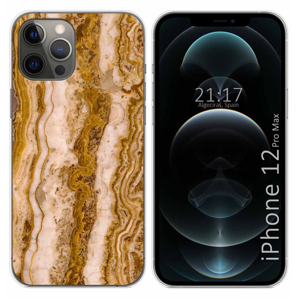 Funda Gel Tpu para Iphone 12 Pro Max (6.7) diseño Mármol 10 Dibujos