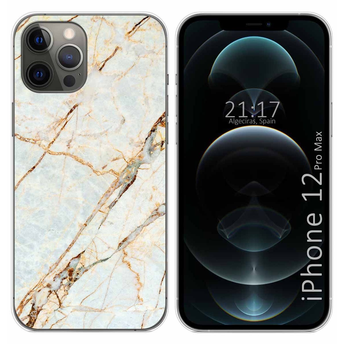 Funda Gel Tpu para Iphone 12 Pro Max (6.7) diseño Mármol 13 Dibujos