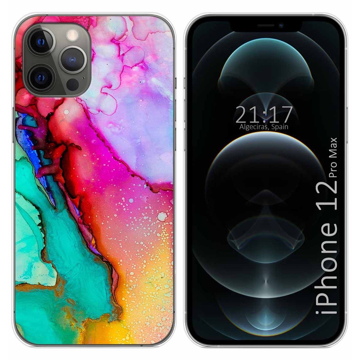 Funda Gel Tpu para Iphone 12 Pro Max (6.7) diseño Mármol 15 Dibujos