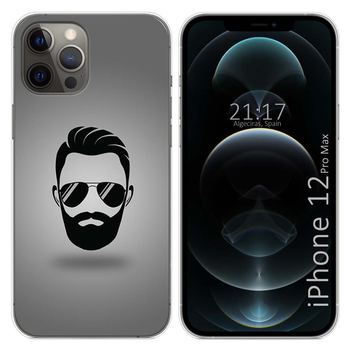 Funda Gel Tpu para Iphone 12 Pro Max (6.7) diseño Barba Dibujos