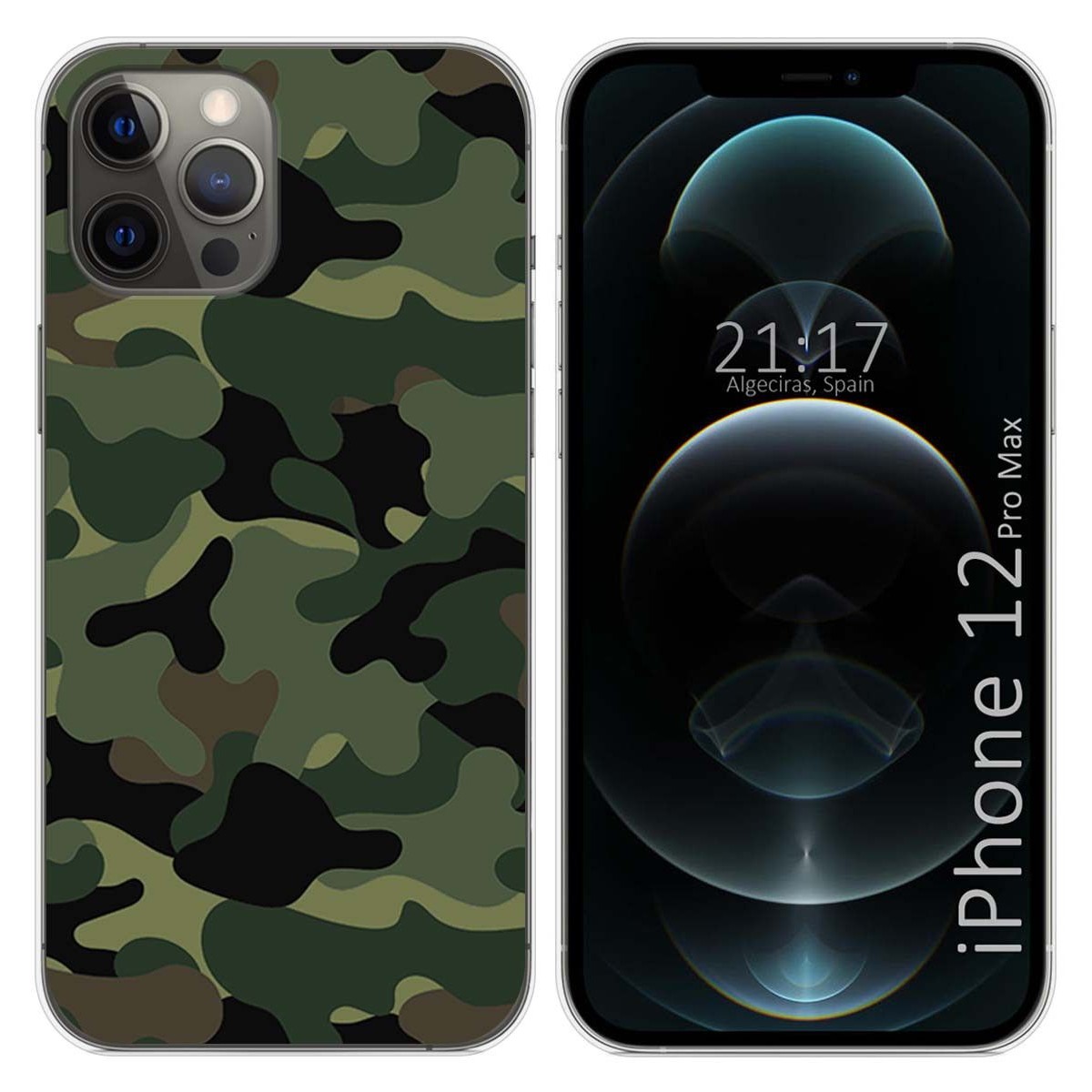 Funda Gel Tpu para Iphone 12 Pro Max (6.7) diseño Camuflaje Dibujos