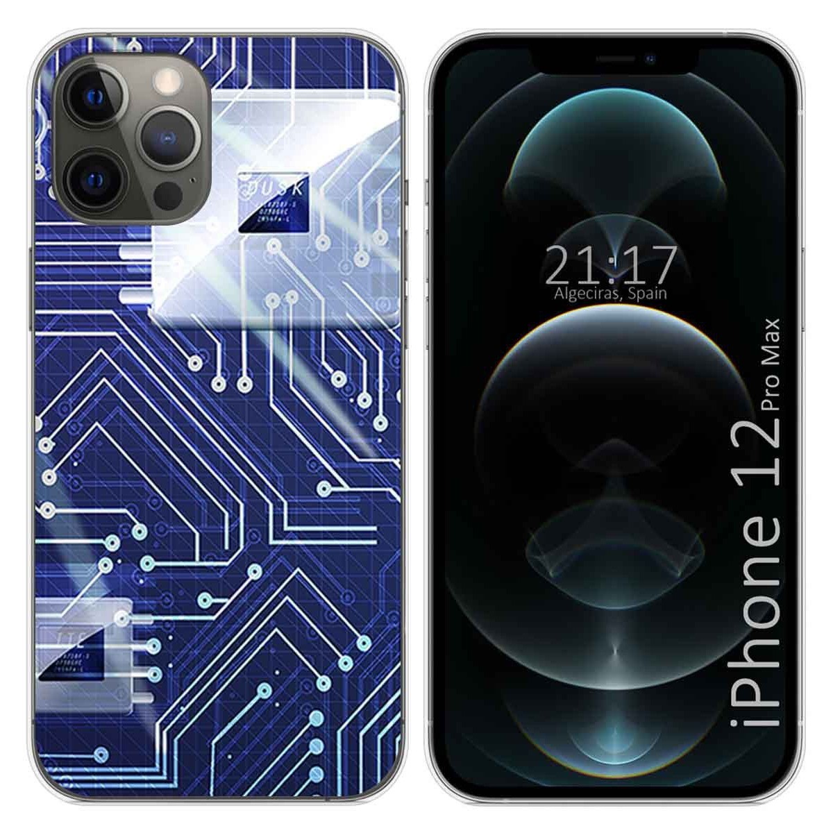 Funda Gel Tpu para Iphone 12 Pro Max (6.7) diseño Circuito Dibujos