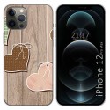 Funda Gel Tpu para Iphone 12 Pro Max (6.7) diseño Corazones Madera Dibujos