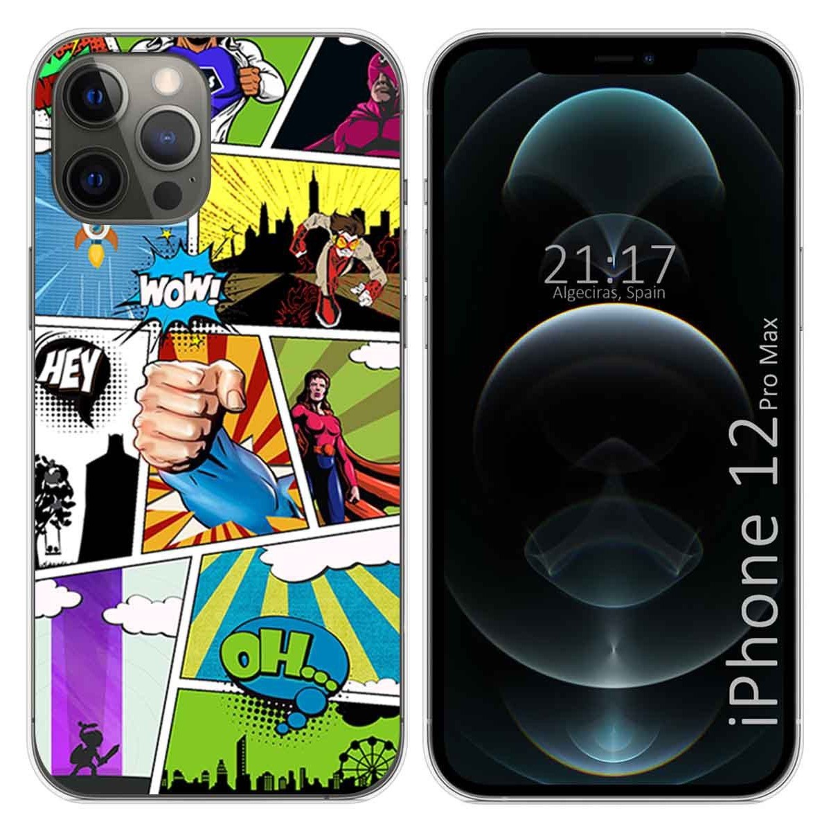Funda Gel Tpu para Iphone 12 Pro Max (6.7) diseño Comic Dibujos