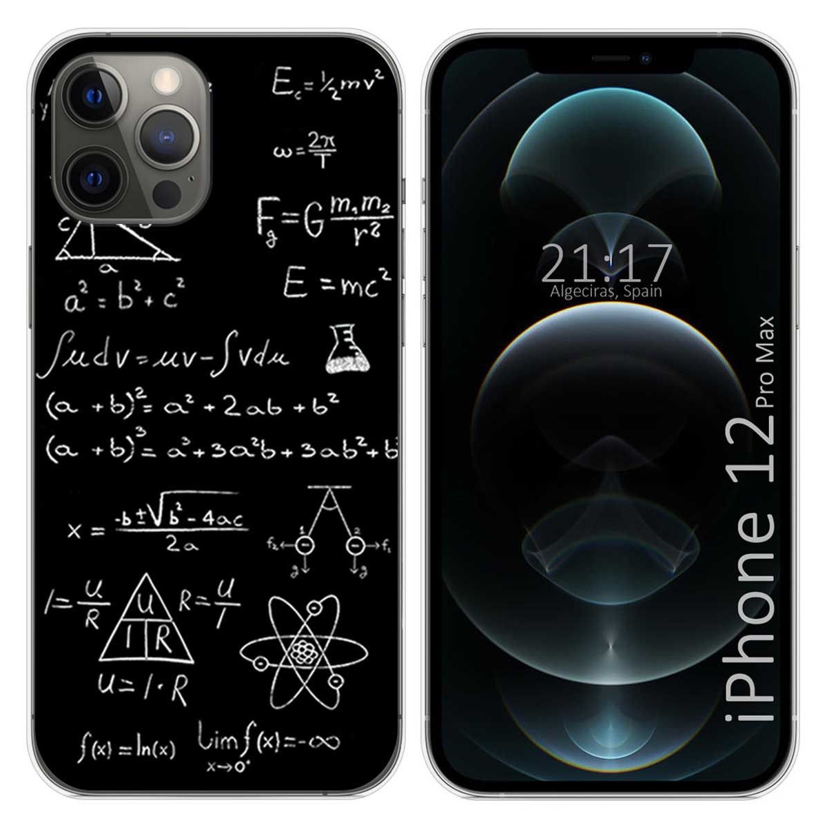 Funda Gel Tpu para Iphone 12 Pro Max (6.7) diseño Formulas Dibujos