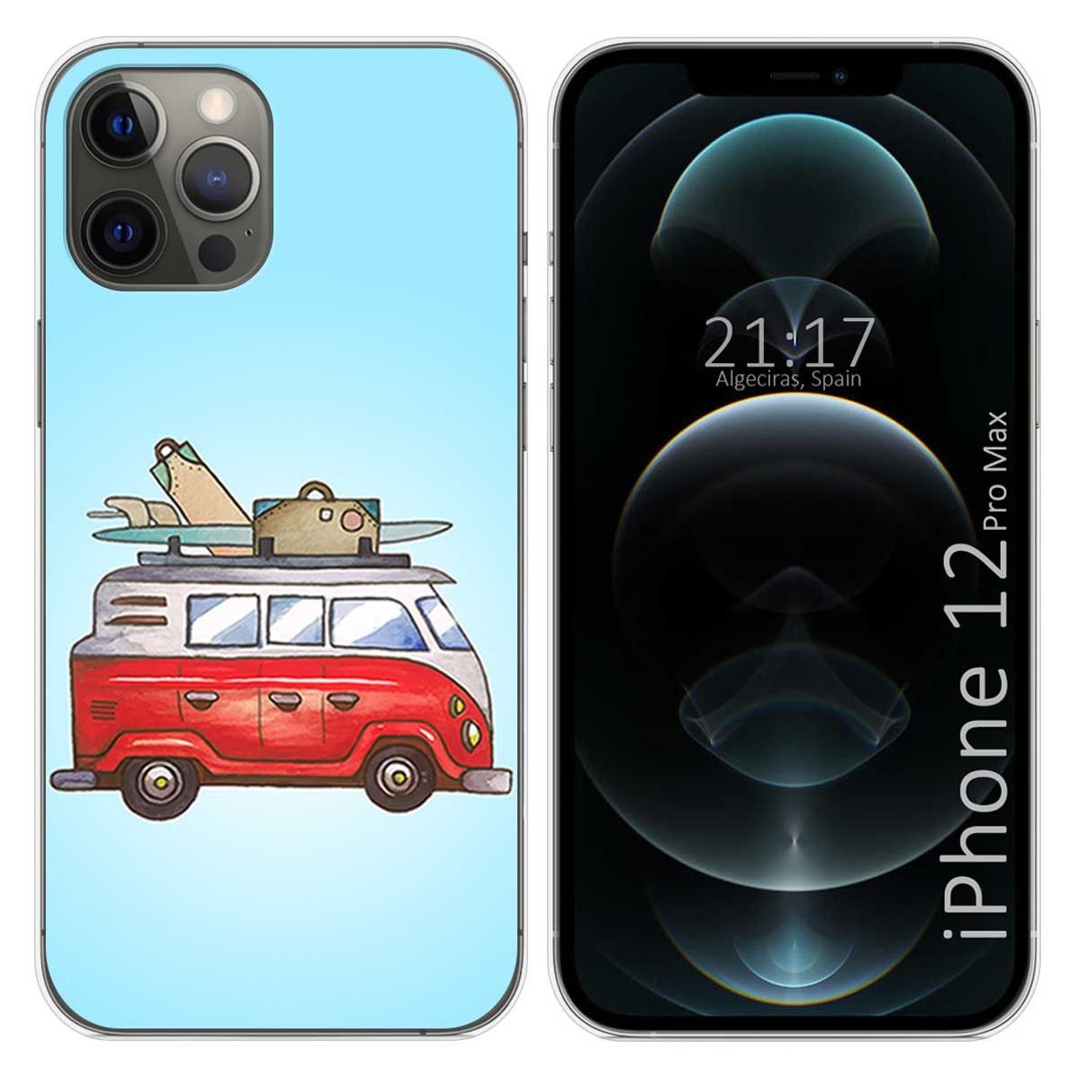 Funda Gel Tpu para Iphone 12 Pro Max (6.7) diseño Furgoneta Dibujos