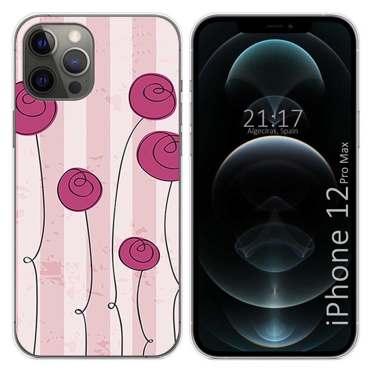 Funda Gel Tpu para Iphone 12 Pro Max (6.7) diseño Flores Vintage Dibujos