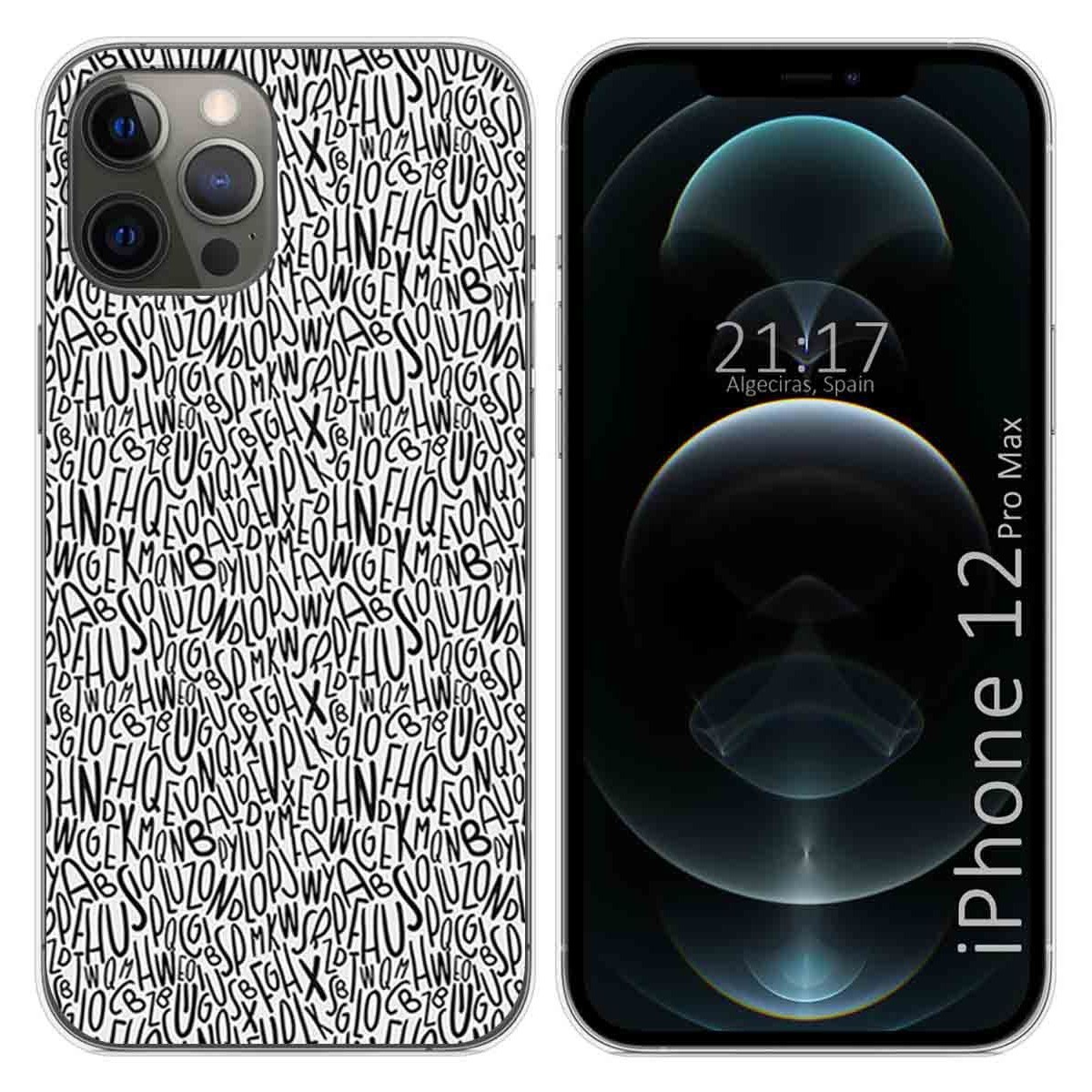Funda Gel Tpu para Iphone 12 Pro Max (6.7) diseño Letras Dibujos