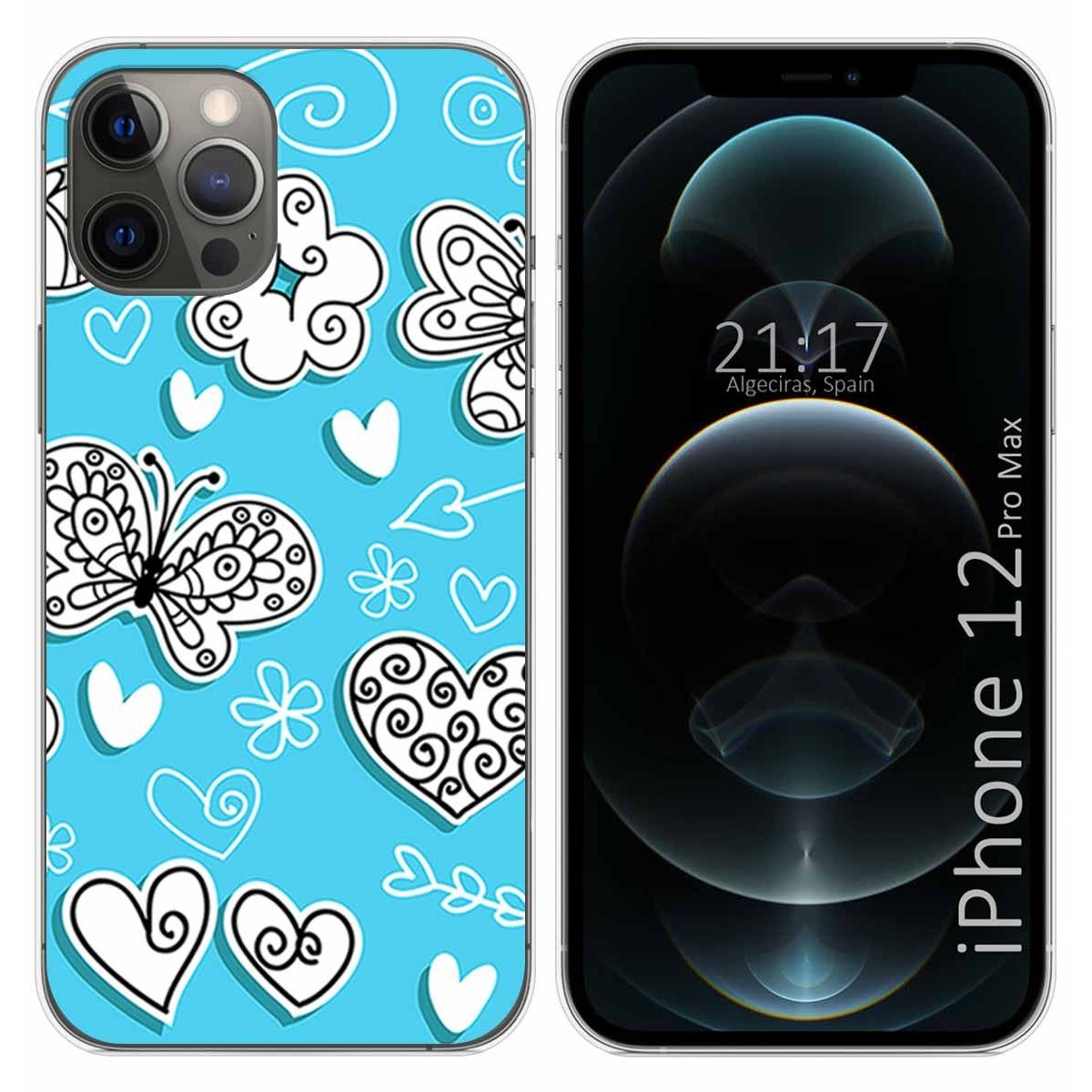 Funda Gel Tpu para Iphone 12 Pro Max (6.7) diseño Mariposas Dibujos