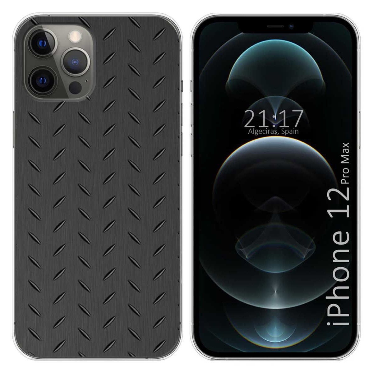 Funda Gel Tpu para Iphone 12 Pro Max (6.7) diseño Metal Dibujos