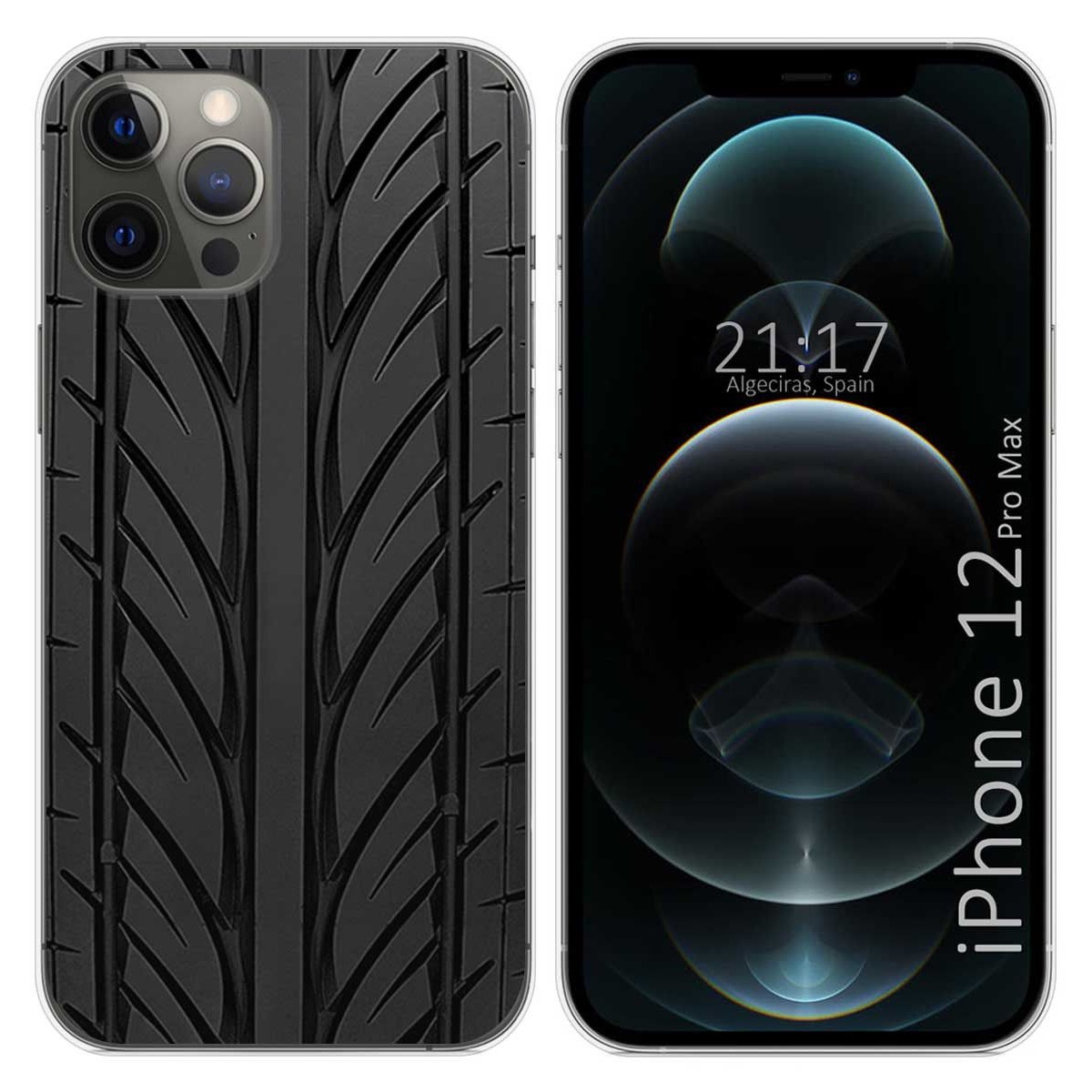 Funda Gel Tpu para Iphone 12 Pro Max (6.7) diseño Neumatico Dibujos