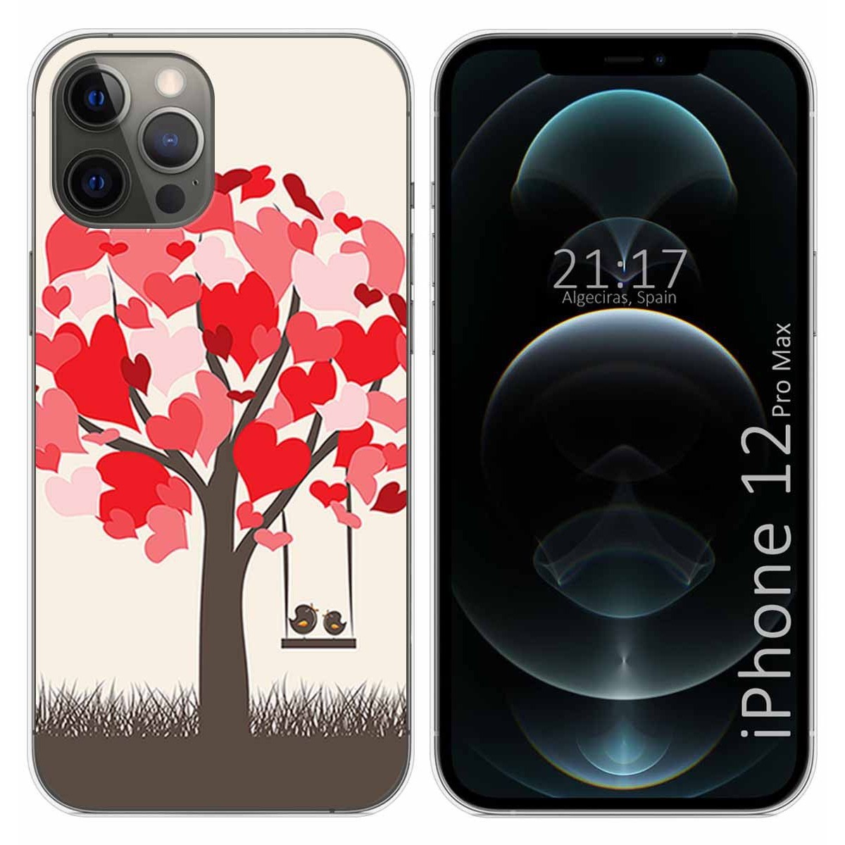 Funda Gel Tpu para Iphone 12 Pro Max (6.7) diseño Pajaritos Dibujos