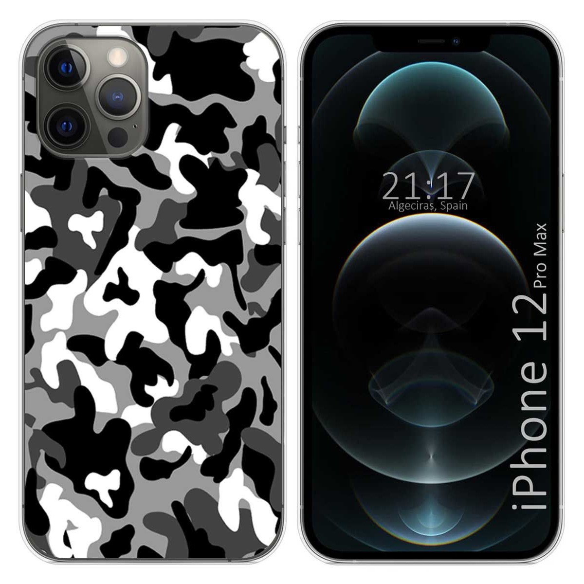 Funda Gel Tpu para Iphone 12 Pro Max (6.7) diseño Snow Camuflaje Dibujos
