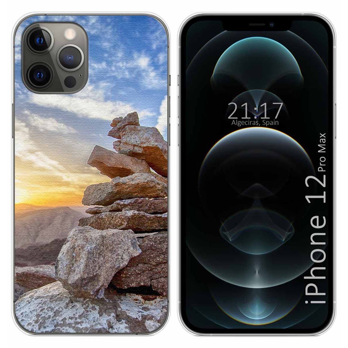 Funda Gel Tpu para Iphone 12 Pro Max (6.7) diseño Sunset Dibujos