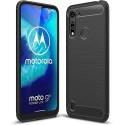 Funda Gel Tpu Tipo Carbon Negra para Motorola Moto G8 Power Lite