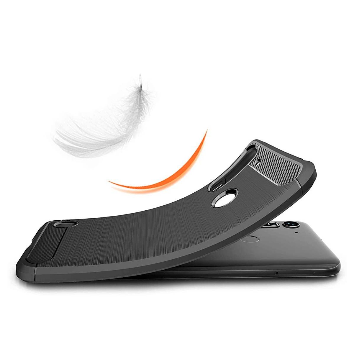 Funda Gel Tpu Tipo Carbon Negra para Motorola Moto G8 Power Lite