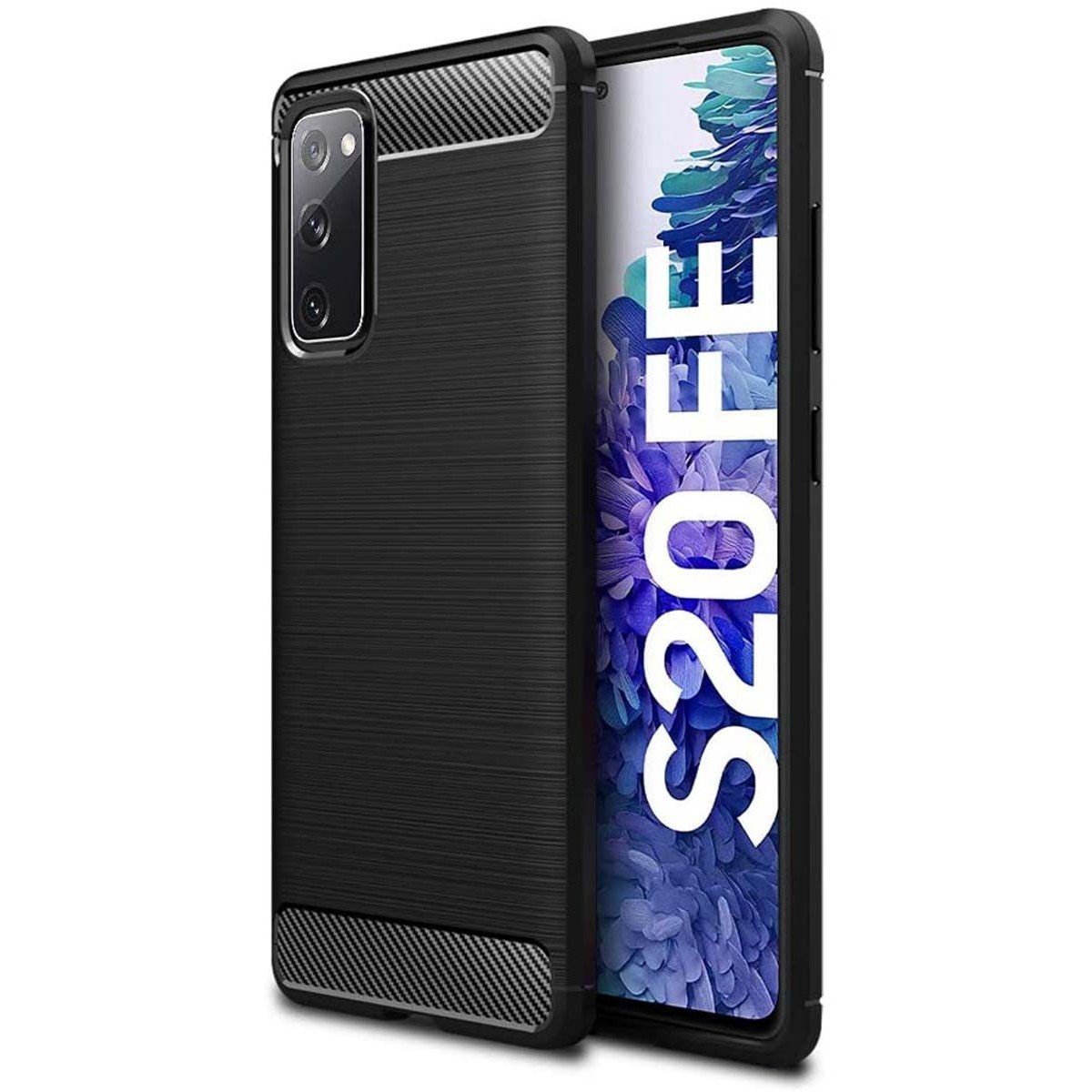Funda Gel Tpu Tipo Carbon Negra para Samsung Galaxy S20 FE
