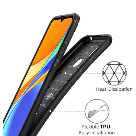 Funda Gel Tpu Tipo Carbon Negra para Xiaomi Redmi 9C