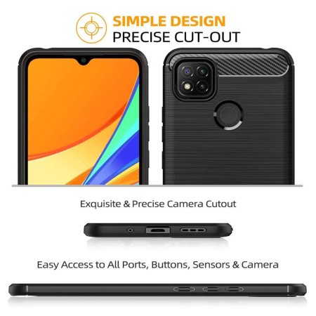 Funda Gel Tpu Tipo Carbon Negra para Xiaomi Redmi 9C
