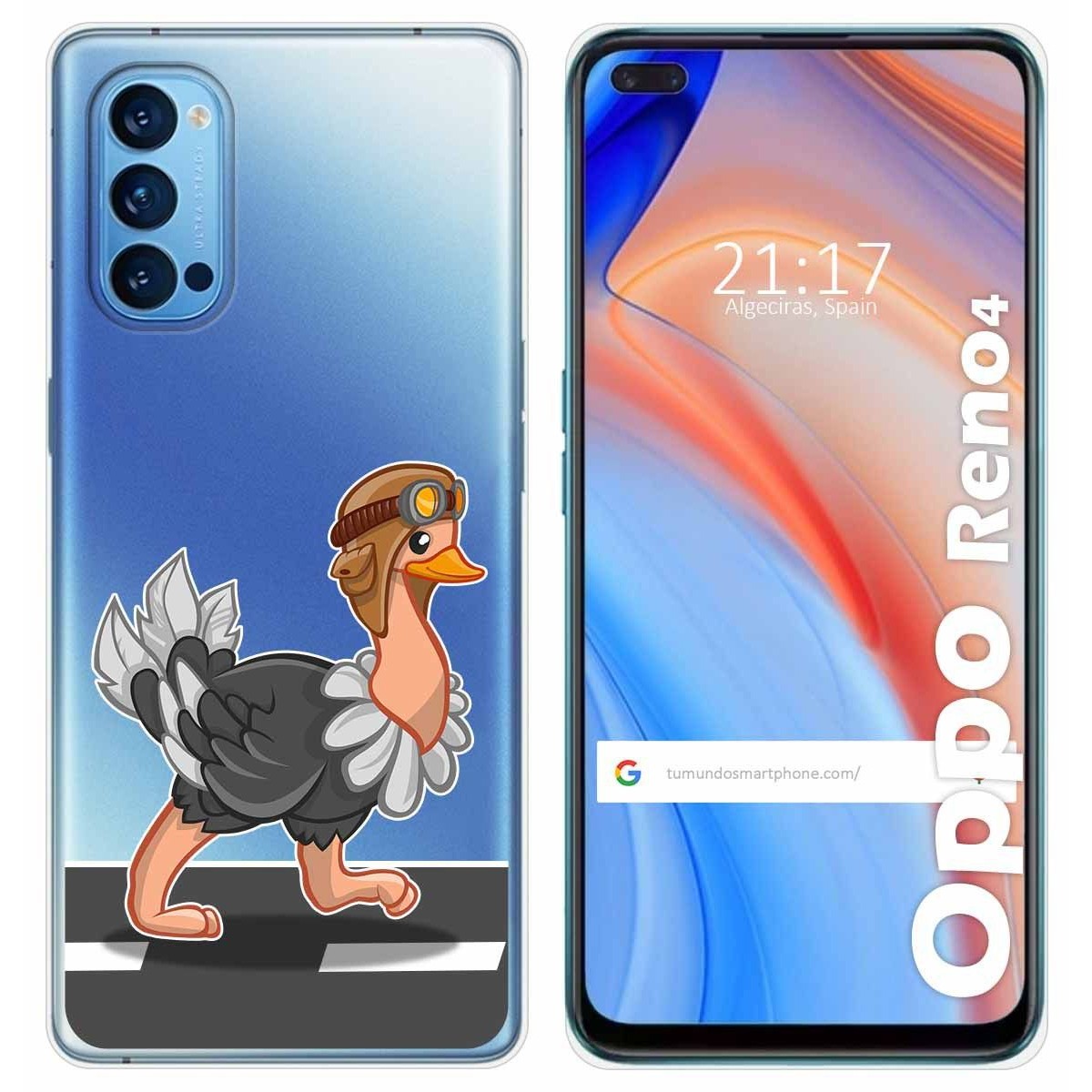 Funda Gel Transparente para Oppo Reno 4 5G diseño Avestruz Dibujos