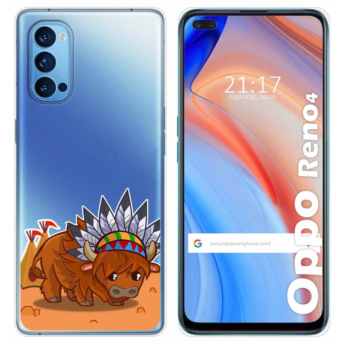 Funda Gel Transparente para Oppo Reno 4 5G diseño Bufalo Dibujos