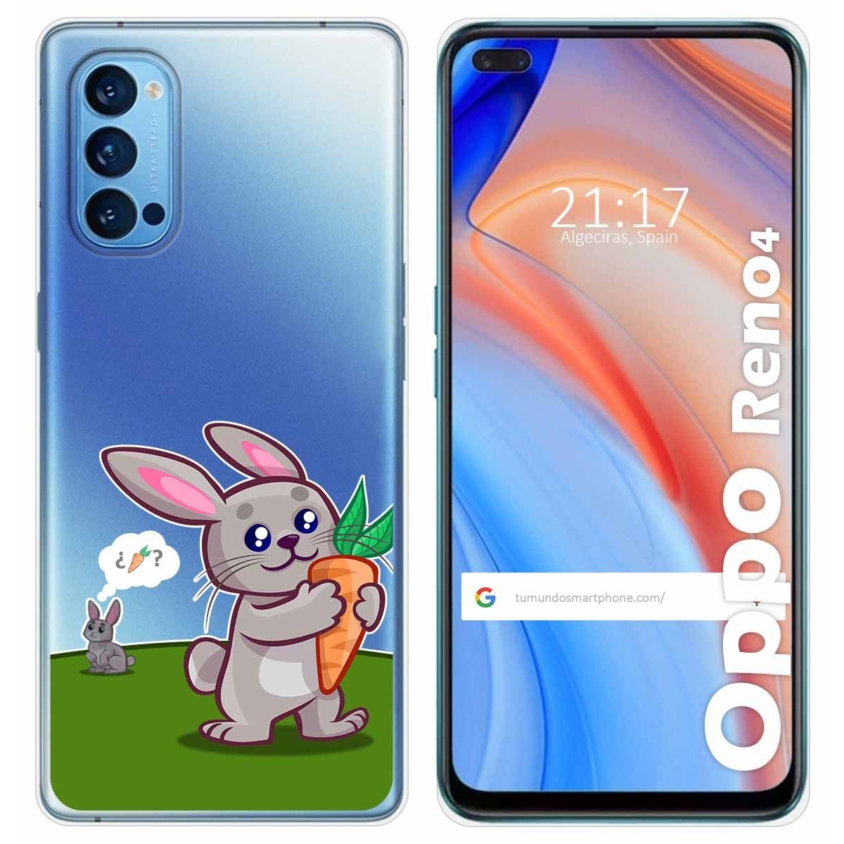 Funda Gel Transparente para Oppo Reno 4 5G diseño Conejo Dibujos
