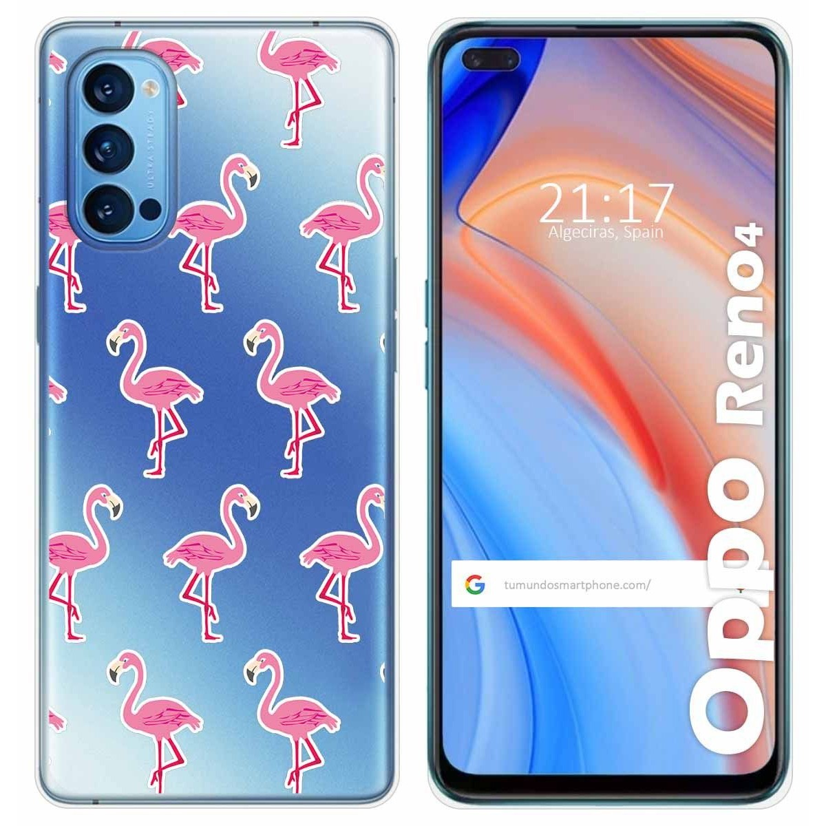 Funda Gel Transparente para Oppo Reno 4 5G diseño Flamenco Dibujos