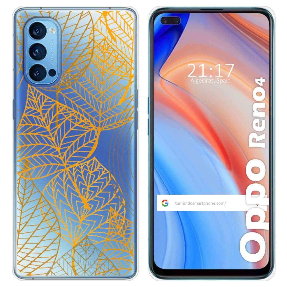 Funda Gel Transparente para Oppo Reno 4 5G diseño Hojas Dibujos