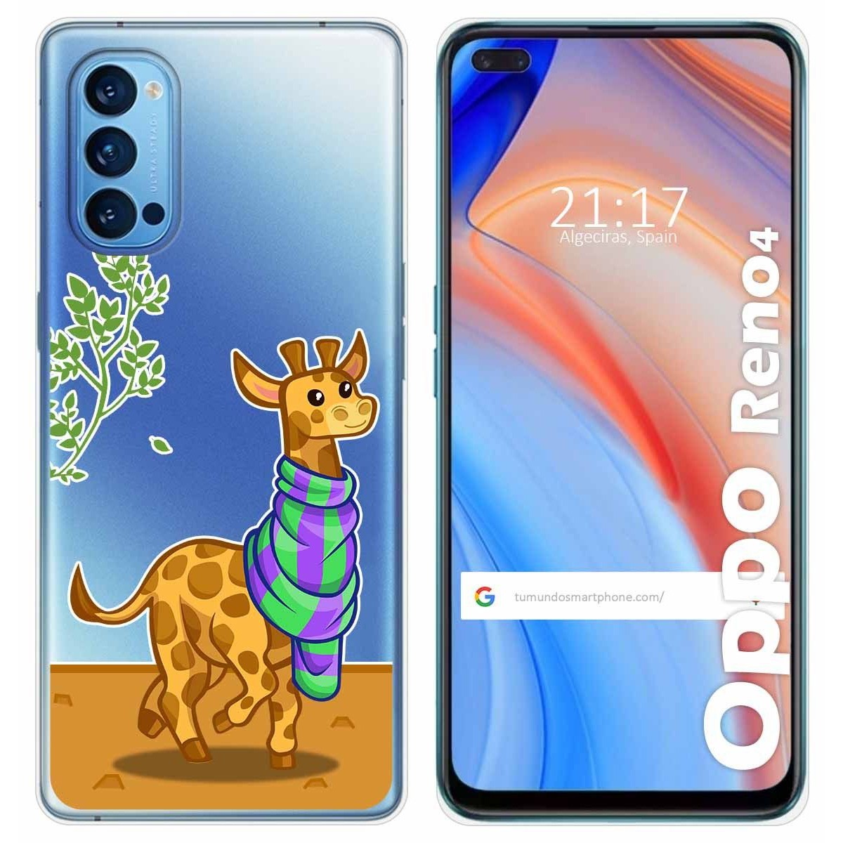 Funda Gel Transparente para Oppo Reno 4 5G diseño Jirafa Dibujos
