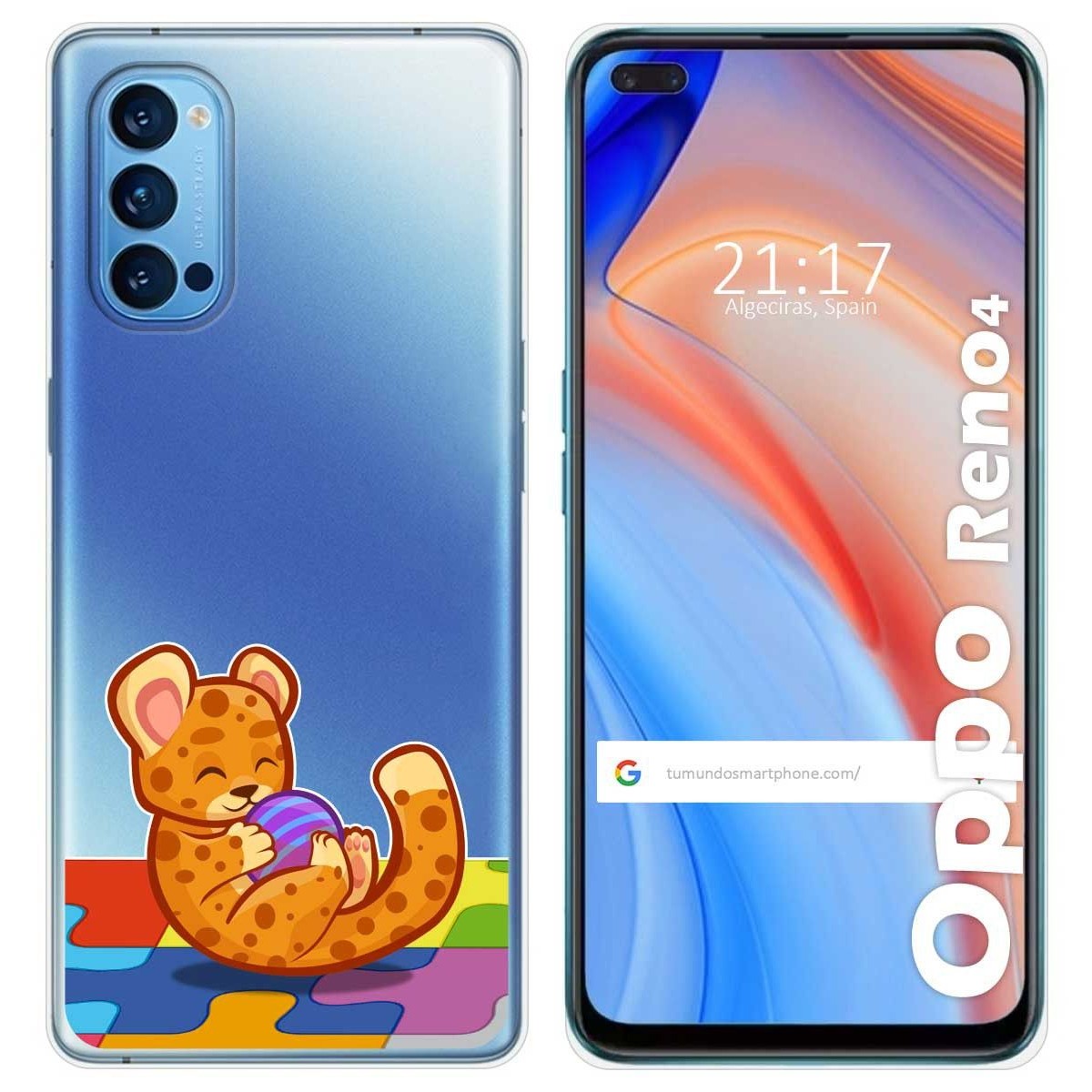 Funda Gel Transparente para Oppo Reno 4 5G diseño Leopardo Dibujos