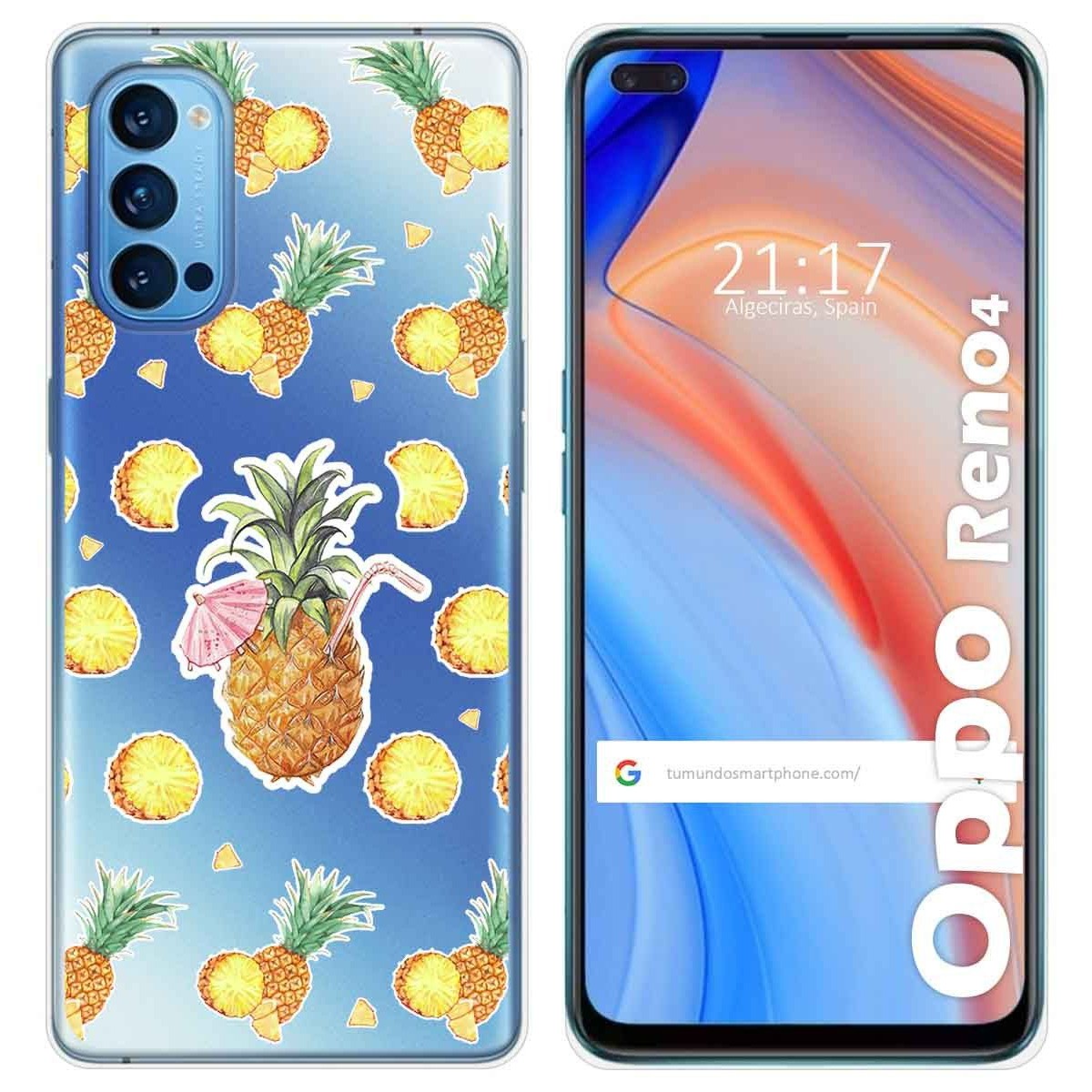 Funda Gel Transparente para Oppo Reno 4 5G diseño Piña Dibujos