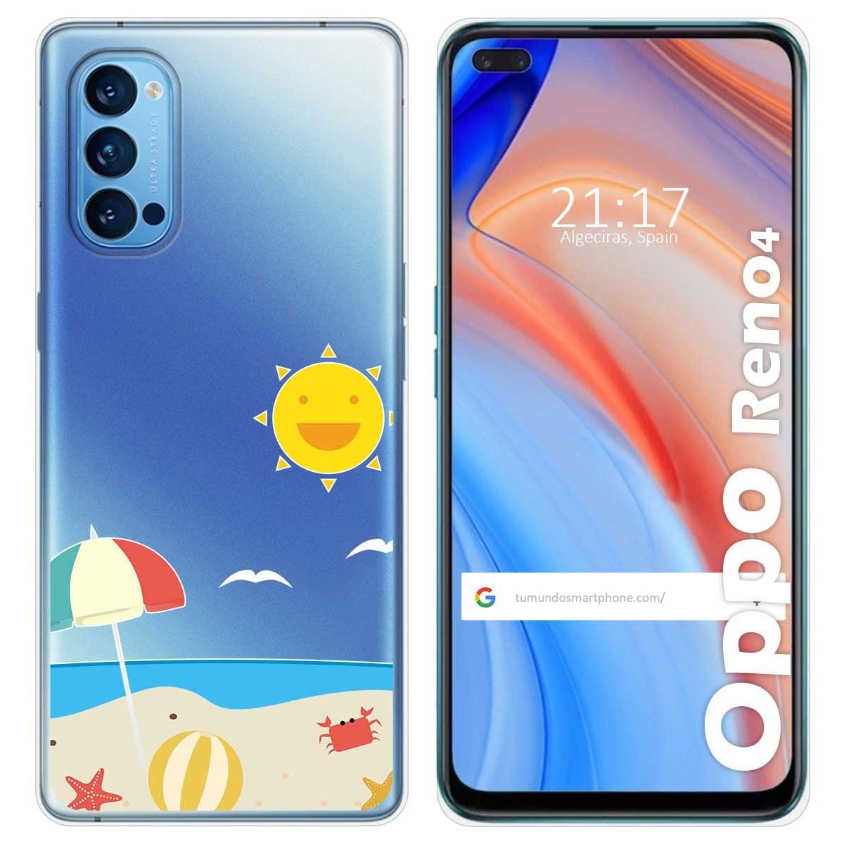 Funda Gel Transparente para Oppo Reno 4 5G diseño Playa Dibujos