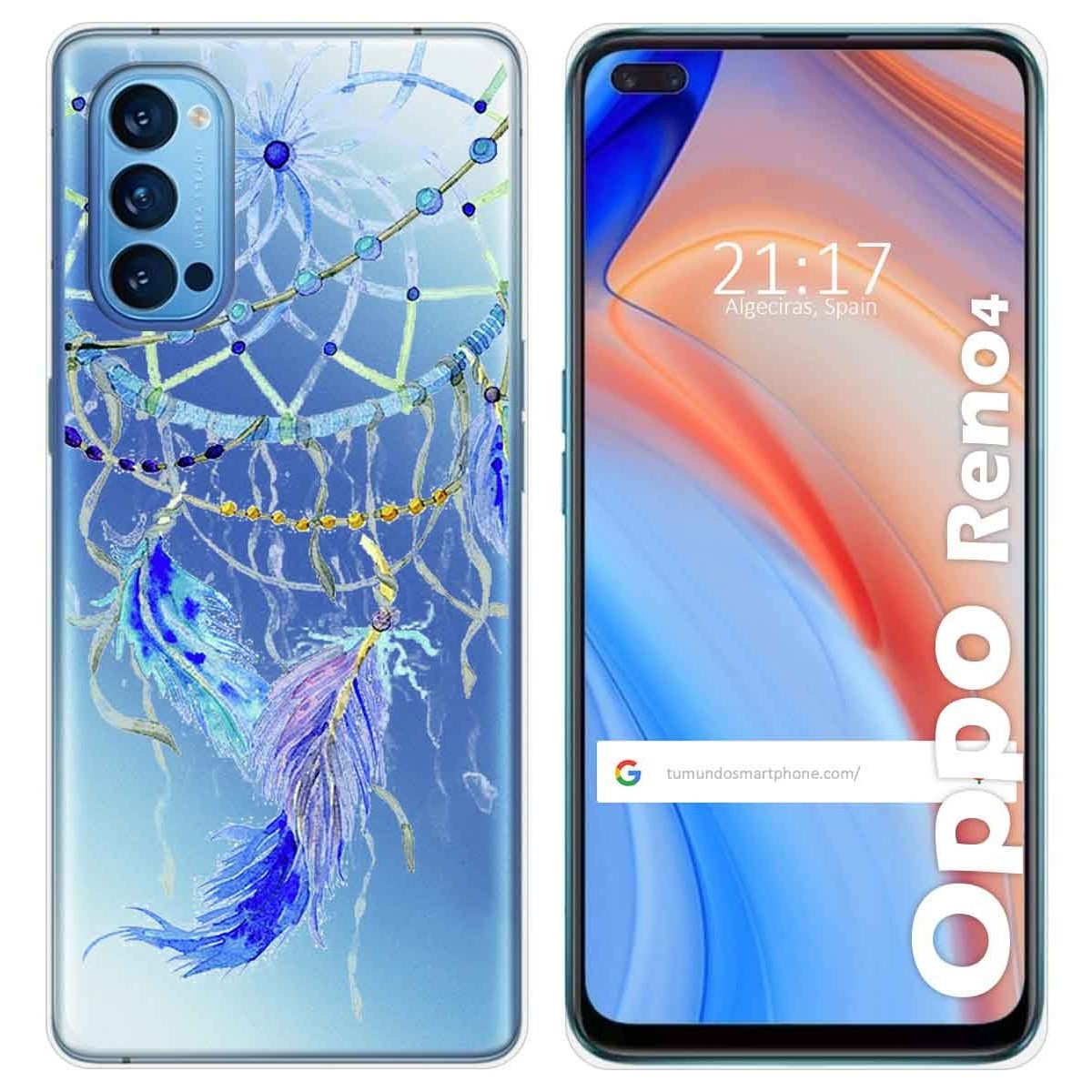 Funda Gel Transparente para Oppo Reno 4 5G diseño Plumas Dibujos