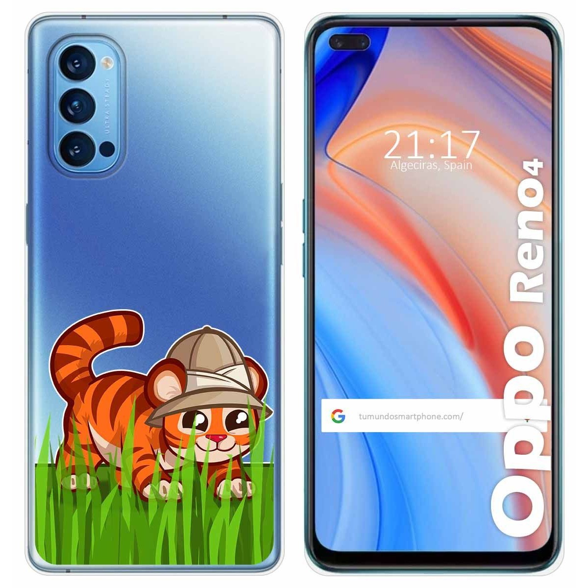 Funda Gel Transparente para Oppo Reno 4 5G diseño Tigre Dibujos