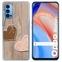 Funda Gel Tpu para Oppo Reno 4 5G diseño Corazones Madera Dibujos
