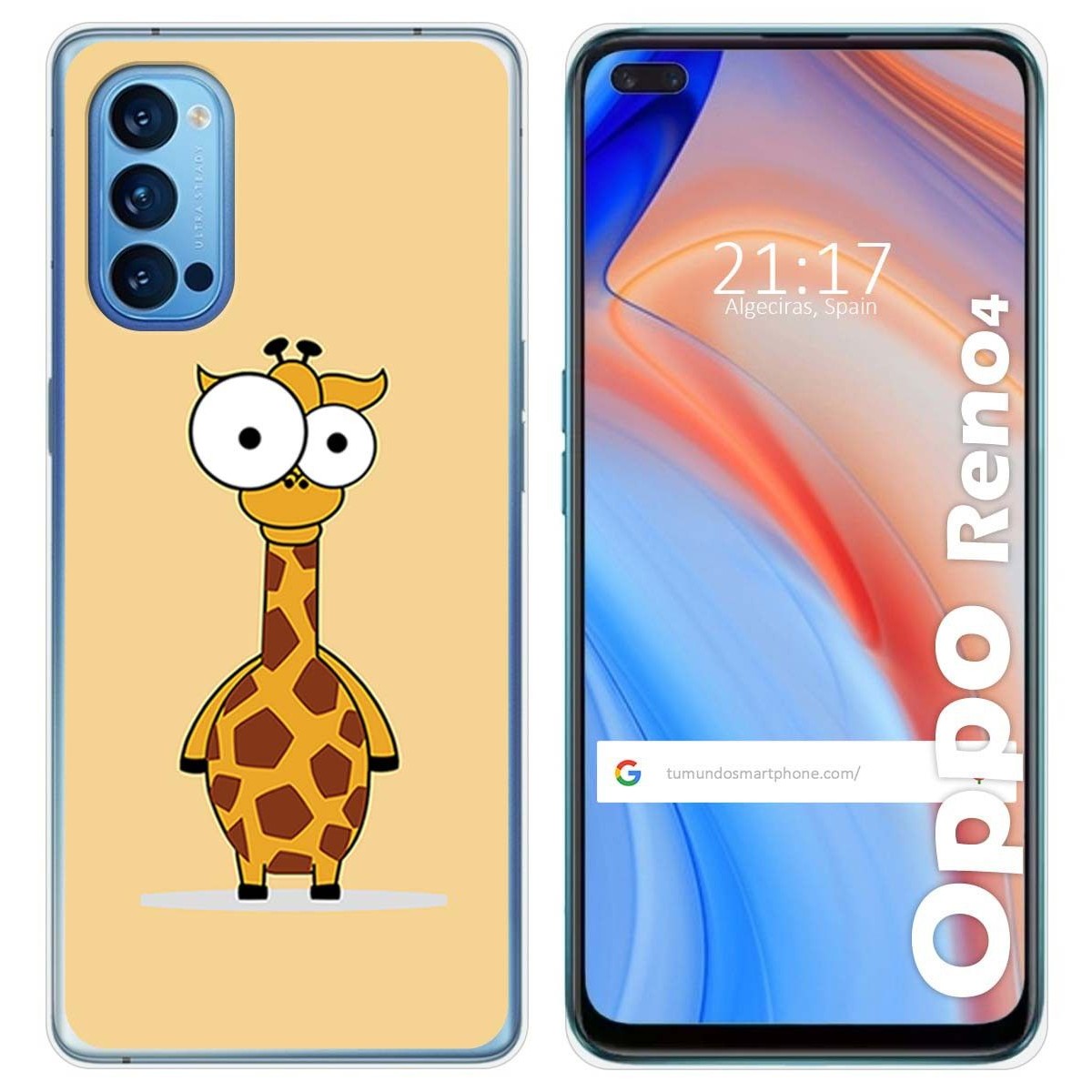 Funda Gel Tpu para Oppo Reno 4 5G diseño Jirafa Dibujos