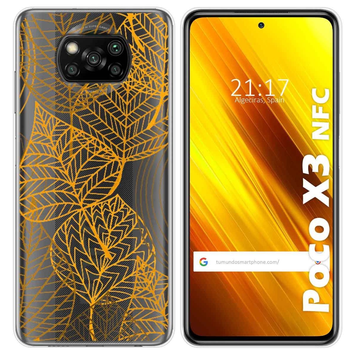 Funda Gel Transparente para Xiaomi POCO X3 NFC / X3 PRO diseño Hojas Dibujos